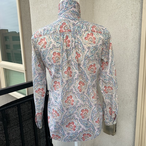 Vintage foxcroft floral paisley cotton button up blouse S - Picture 2 of 4